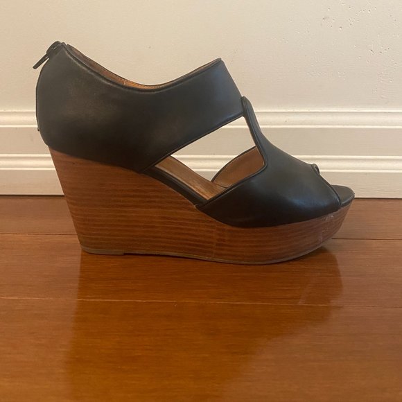 Brown/Black Shoe the Bear Wedge Sandals - Picture 2 of 4